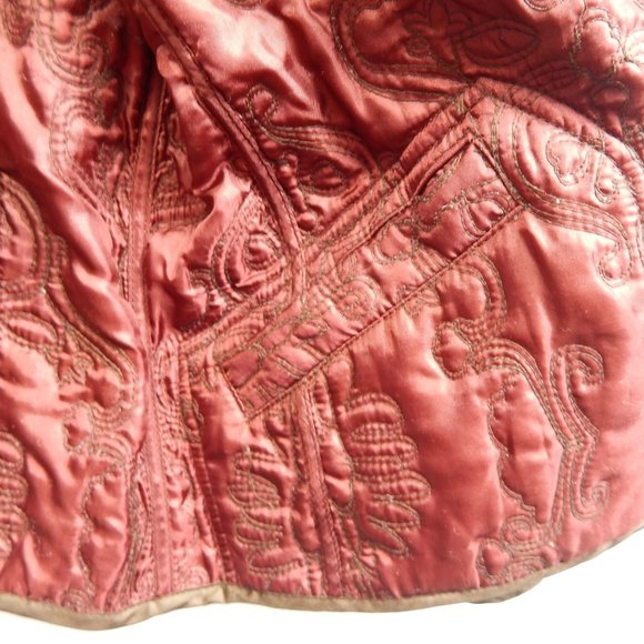 Chico's Womens Brown and Red Reversible Embroidered Zip Up Coat Size 0 - Picture 5 of 9